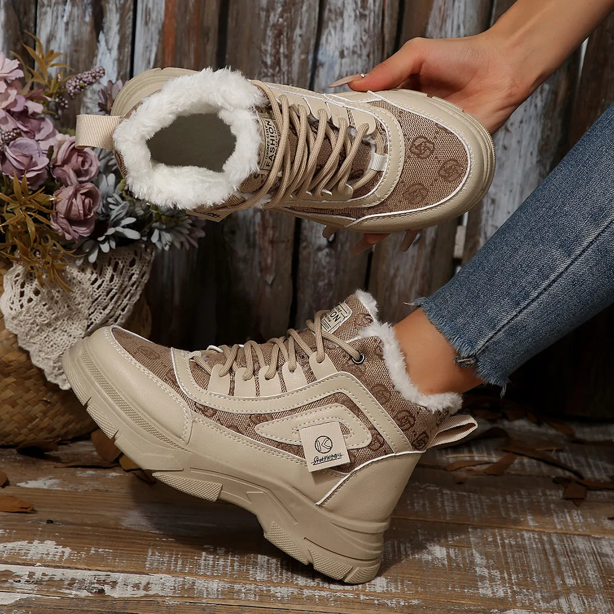 High-Top Platform Chunky Sneaker Boots