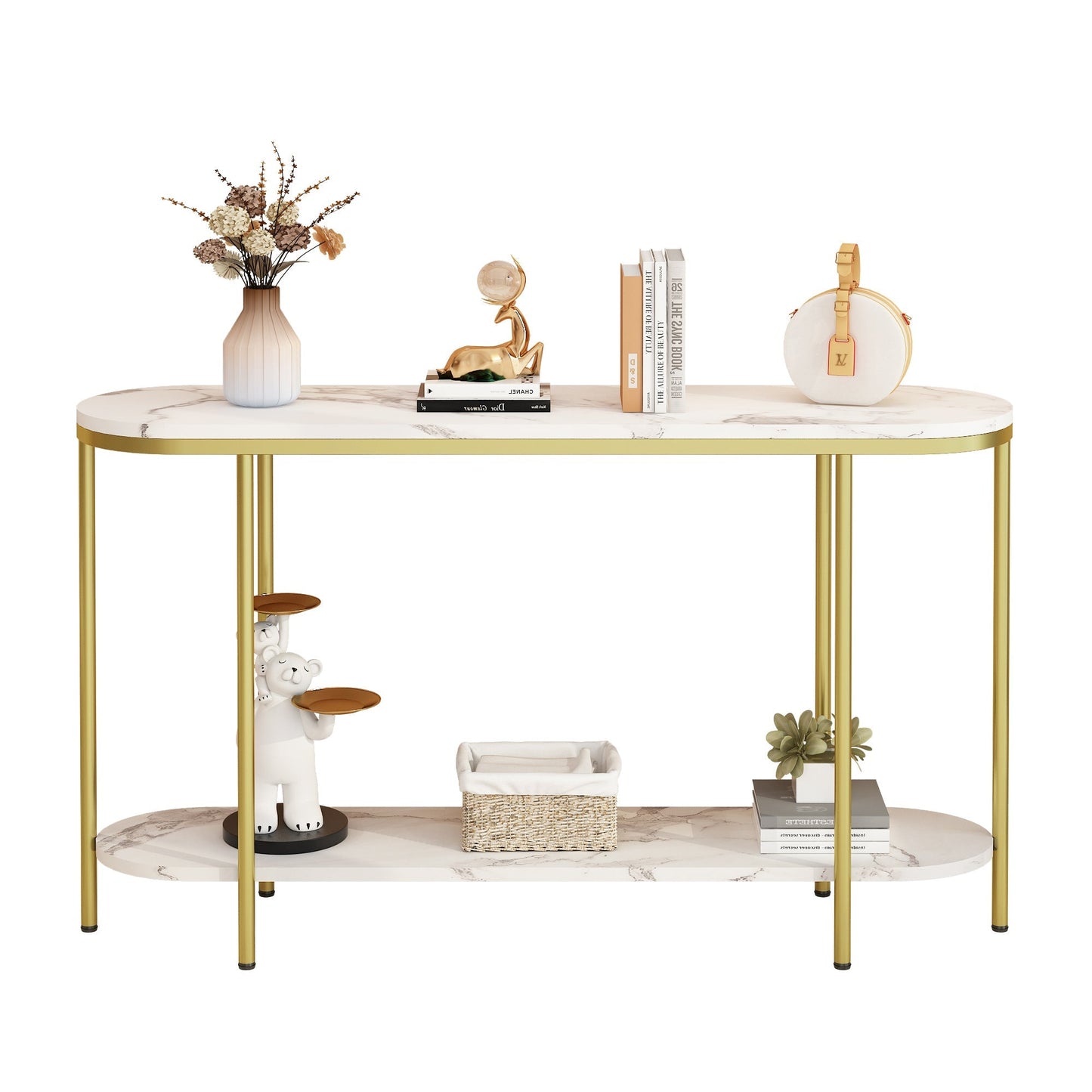 Entryway Table with Storage Shelves
