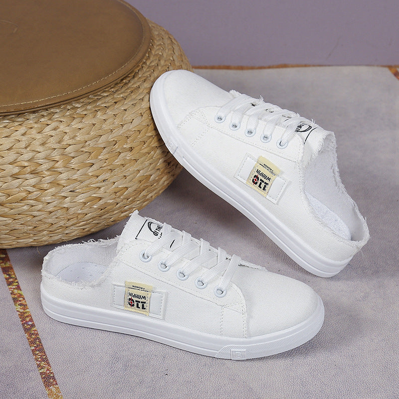 Frayed Hem Lace Up Canvas