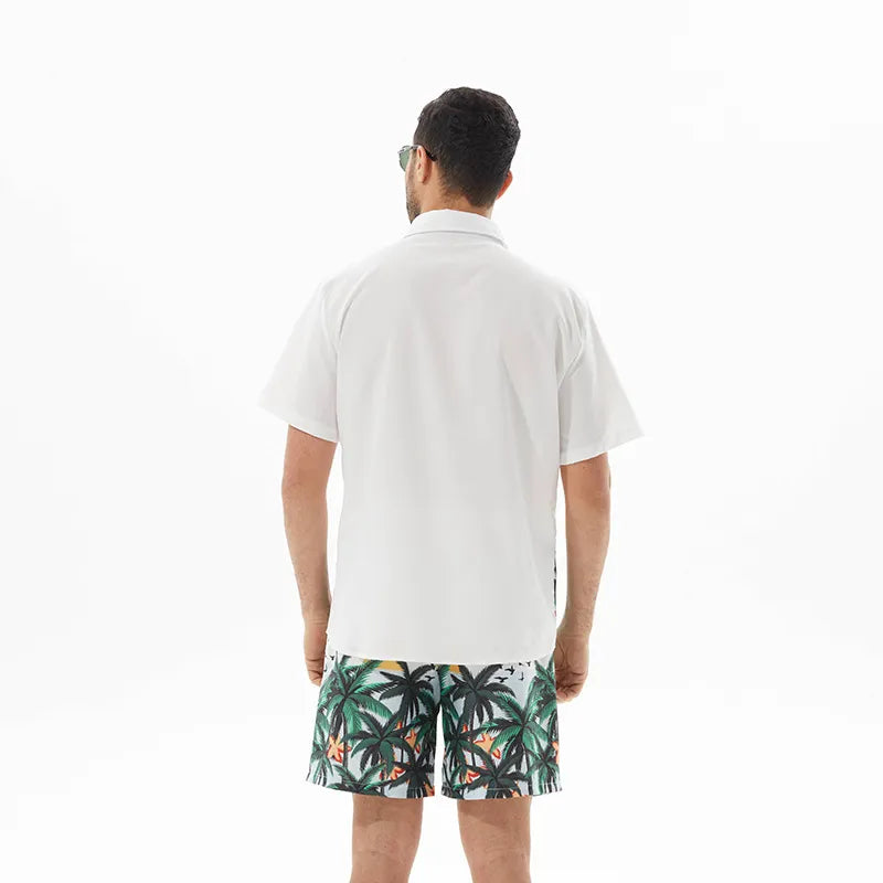 Men's Printed Short Sleeve Shirt and Shorts Set