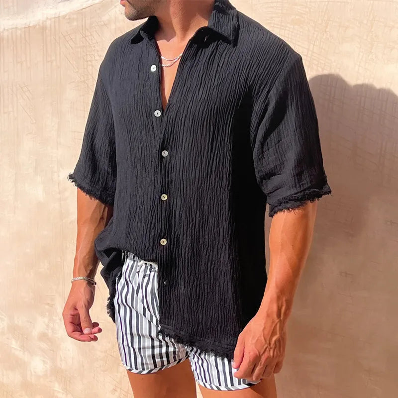 Men's Casual Cotton And Linen Beach Shirt
