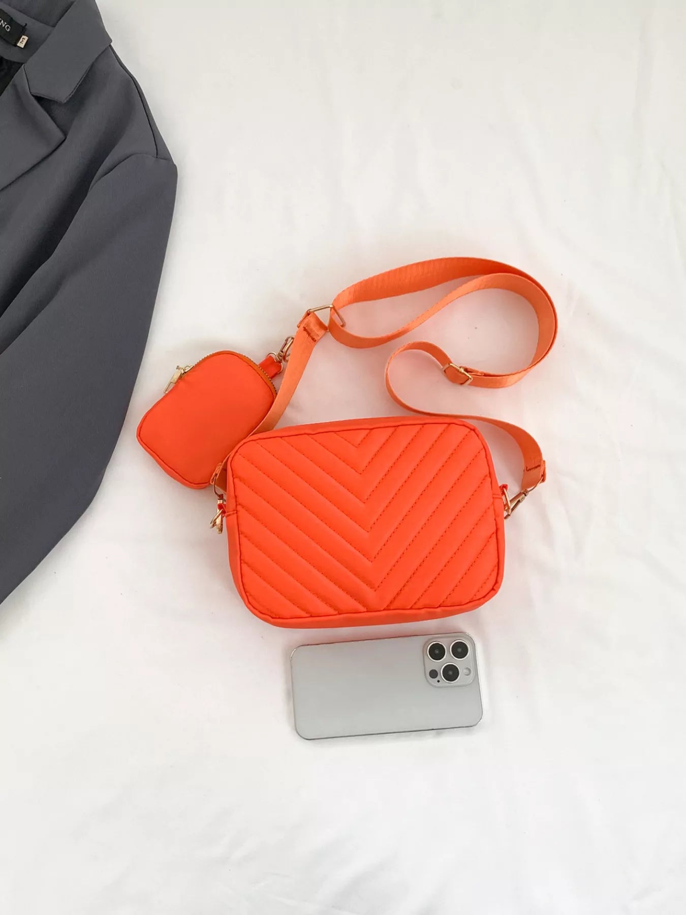 Quilted Crossbody Bag with Mini Pouch