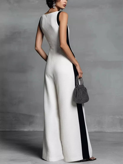 Deep V-Neck Wide-Leg Jumpsuit