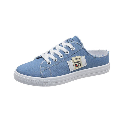 Frayed Hem Lace Up Canvas
