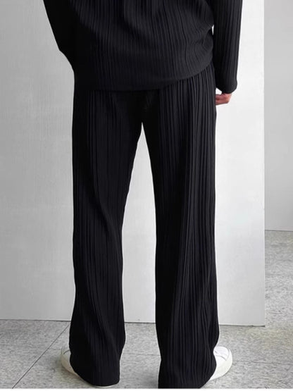 Men's Textured Button Up Shirt and Pants Set Plus Size