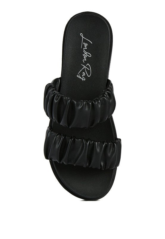 RUCHED STRAP PLATFORM SANDALS