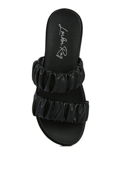 RUCHED STRAP PLATFORM SANDALS