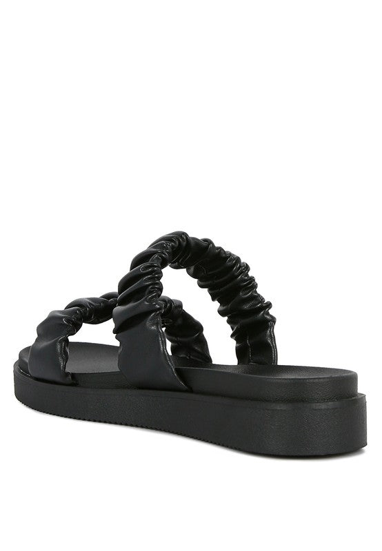 RUCHED STRAP PLATFORM SANDALS