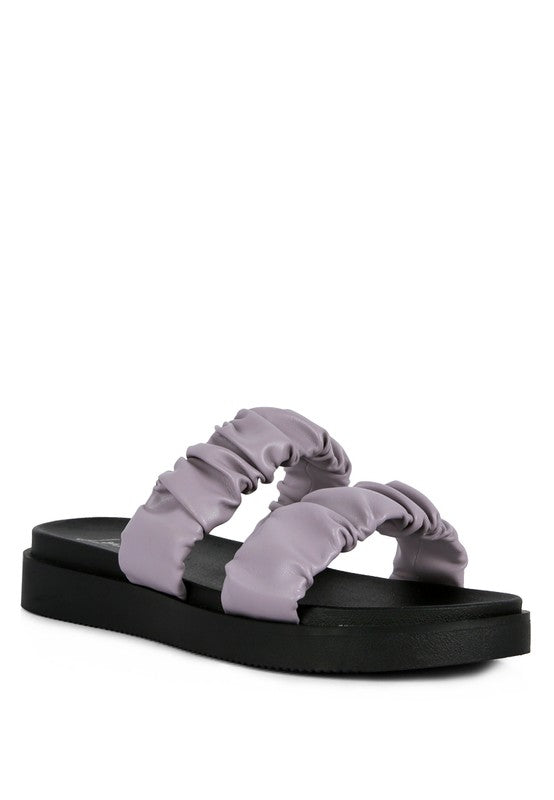 RUCHED STRAP PLATFORM SANDALS