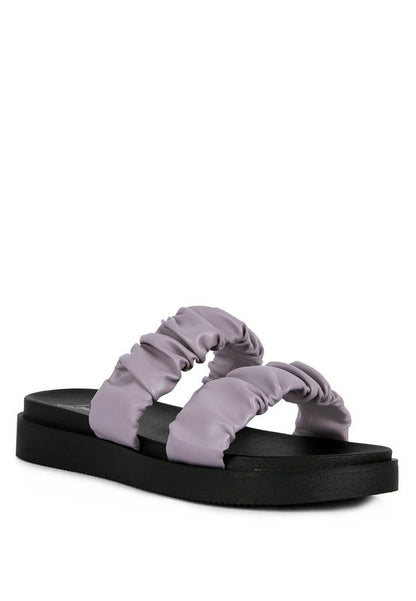 RUCHED STRAP PLATFORM SANDALS