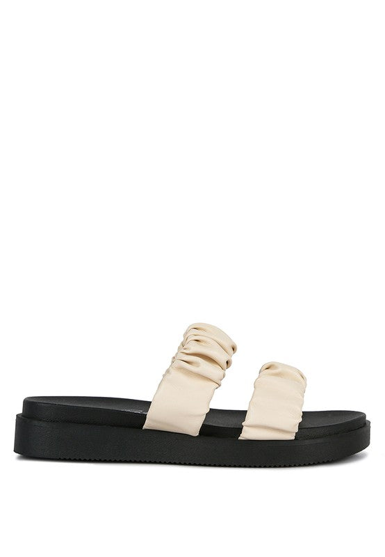 RUCHED STRAP PLATFORM SANDALS