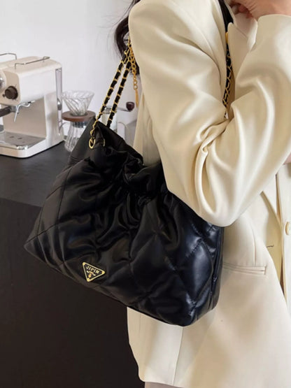 Ruched Leather Shoulder Bag