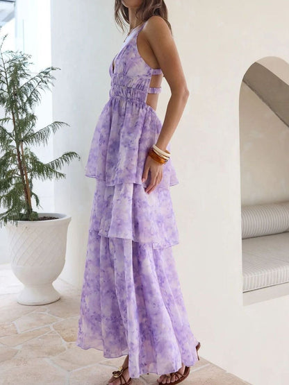 Tie-Dye Ruffled Layered Dress