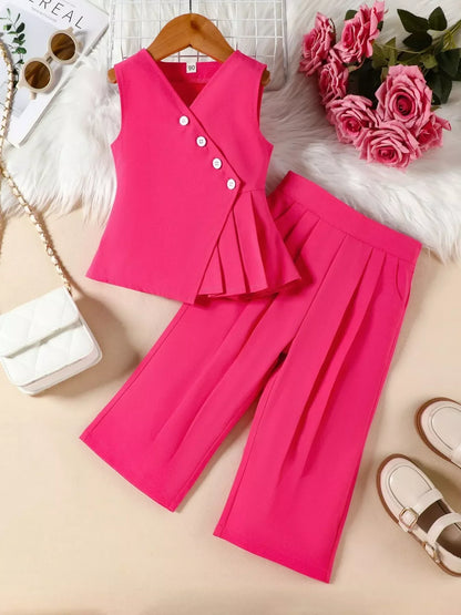 Children's Sleeveless Top and Wide Leg Pants Set