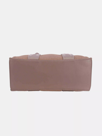 Canvas Tote Handbag with Contrast Leather Handles