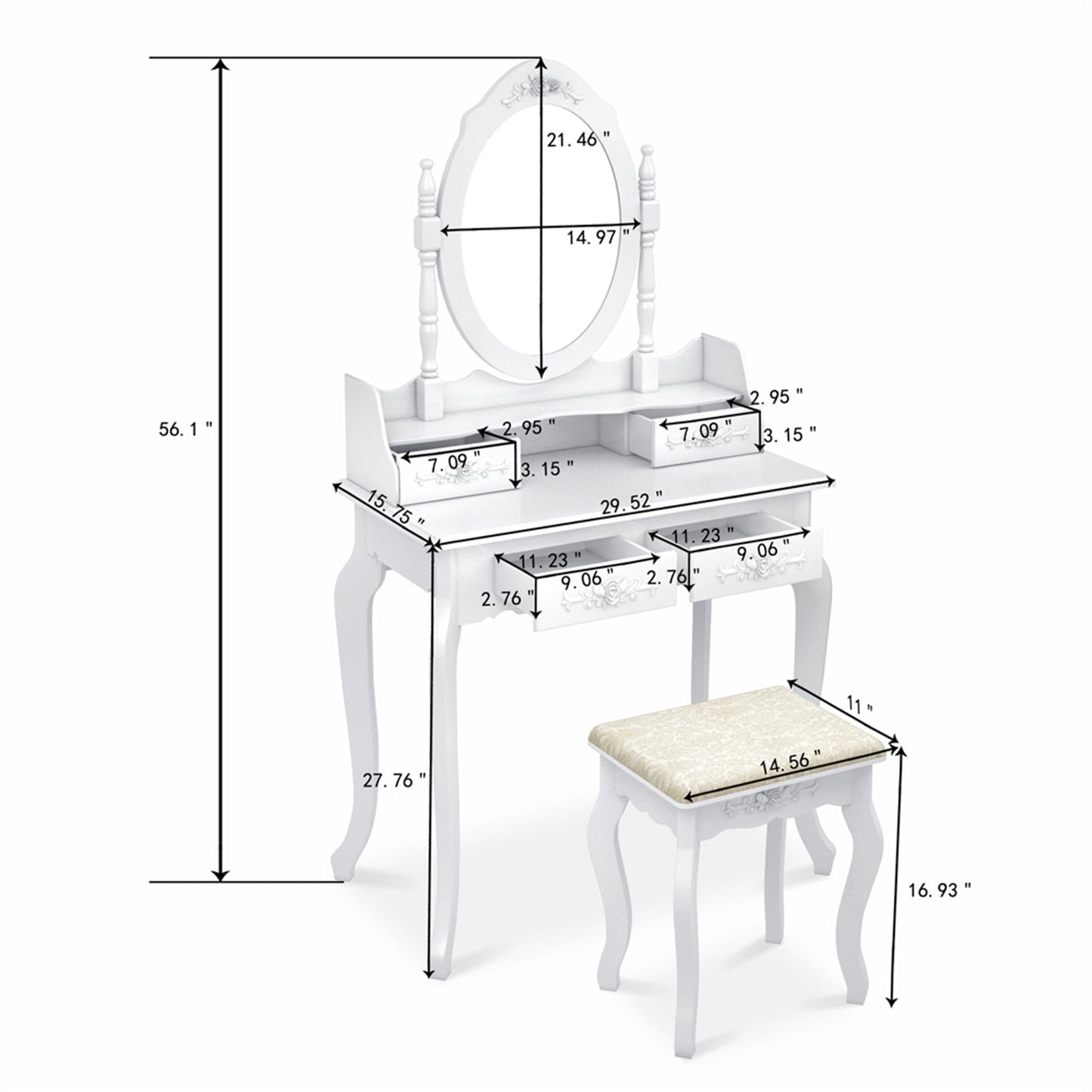 Concise 4-Drawer Rotation Dresser
