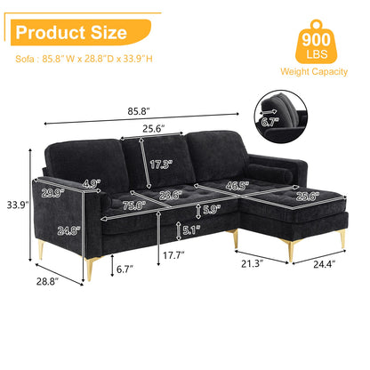 3-Seater With Footstool Chenille Rhombus