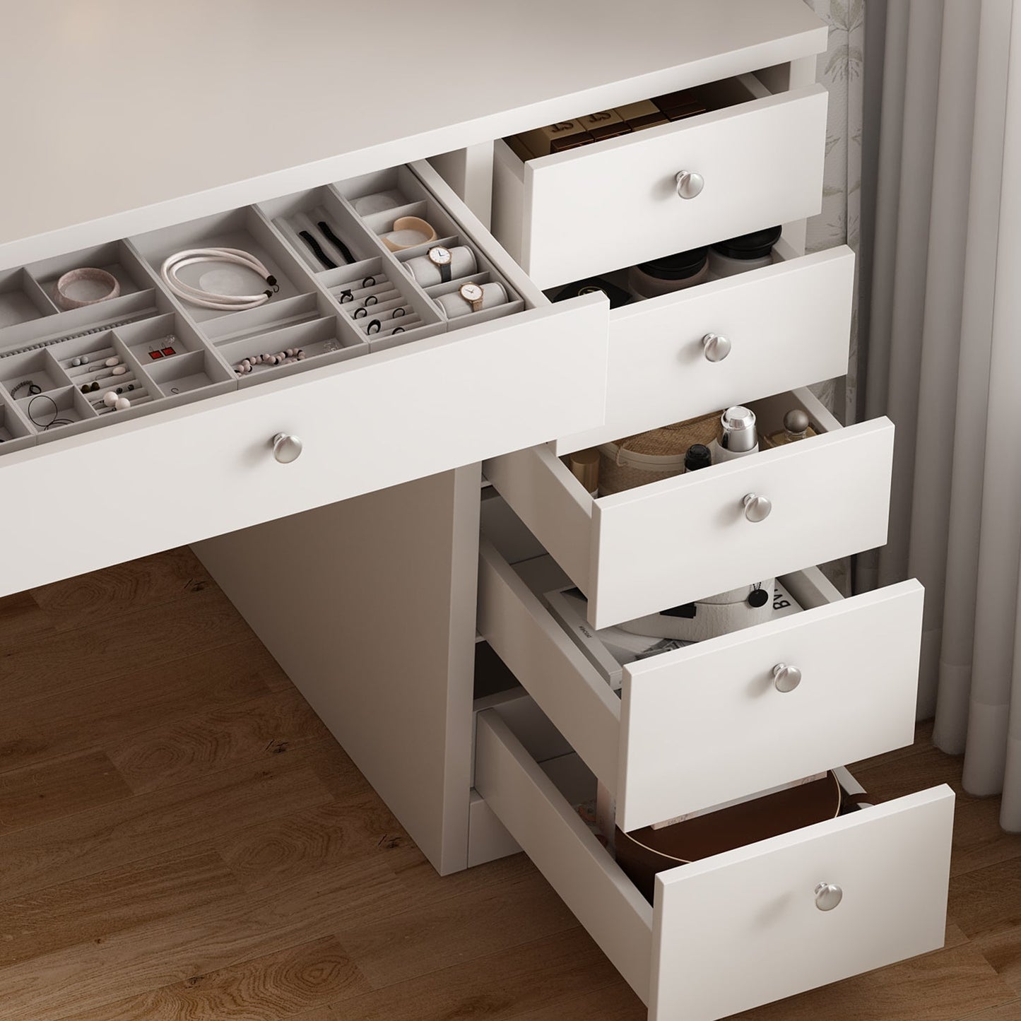 Vanity Desk with LED Lighted Mirror