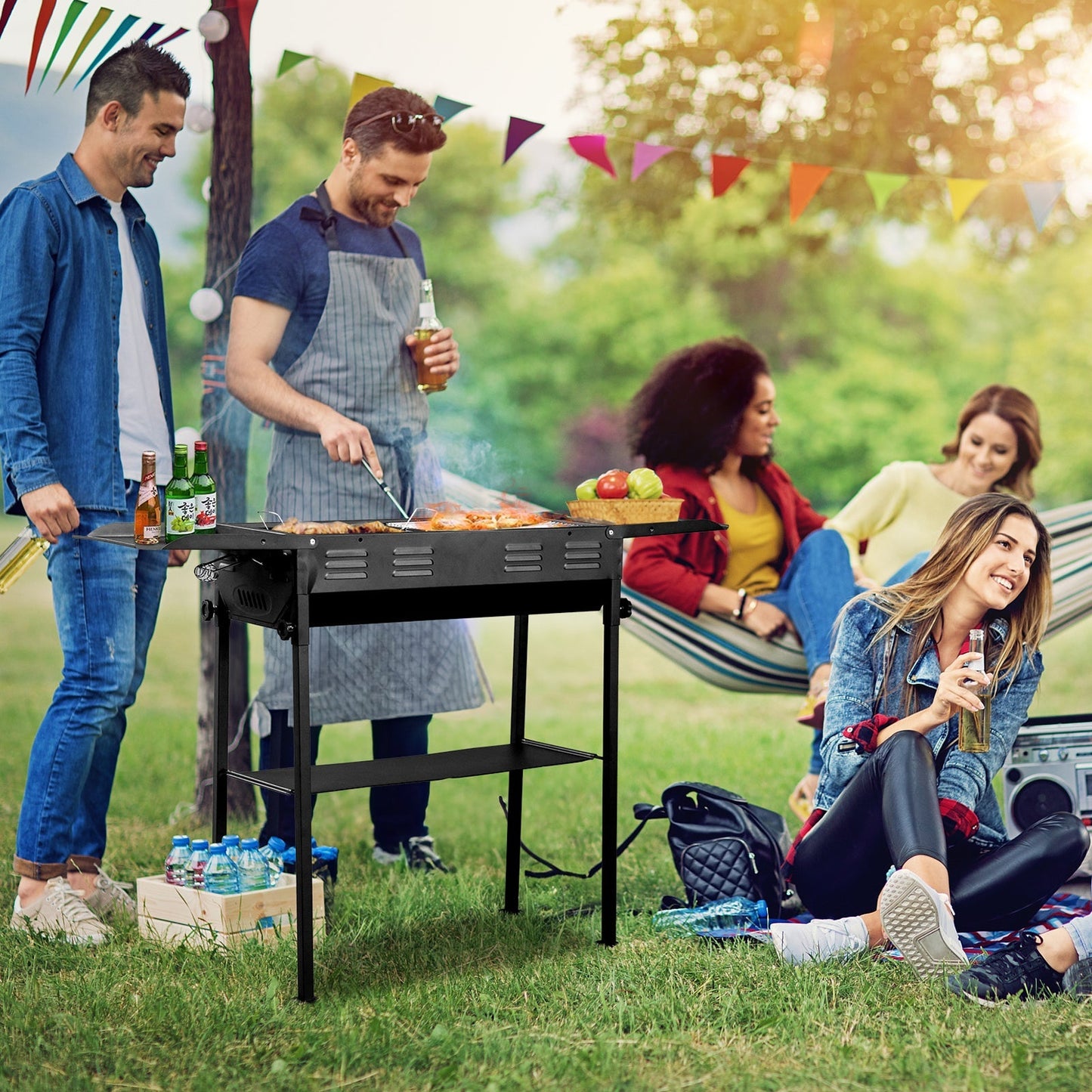 Portable Charcoal Grills for Outdoor BBQ, Foldable Kabob Barbecue Grill for Camping