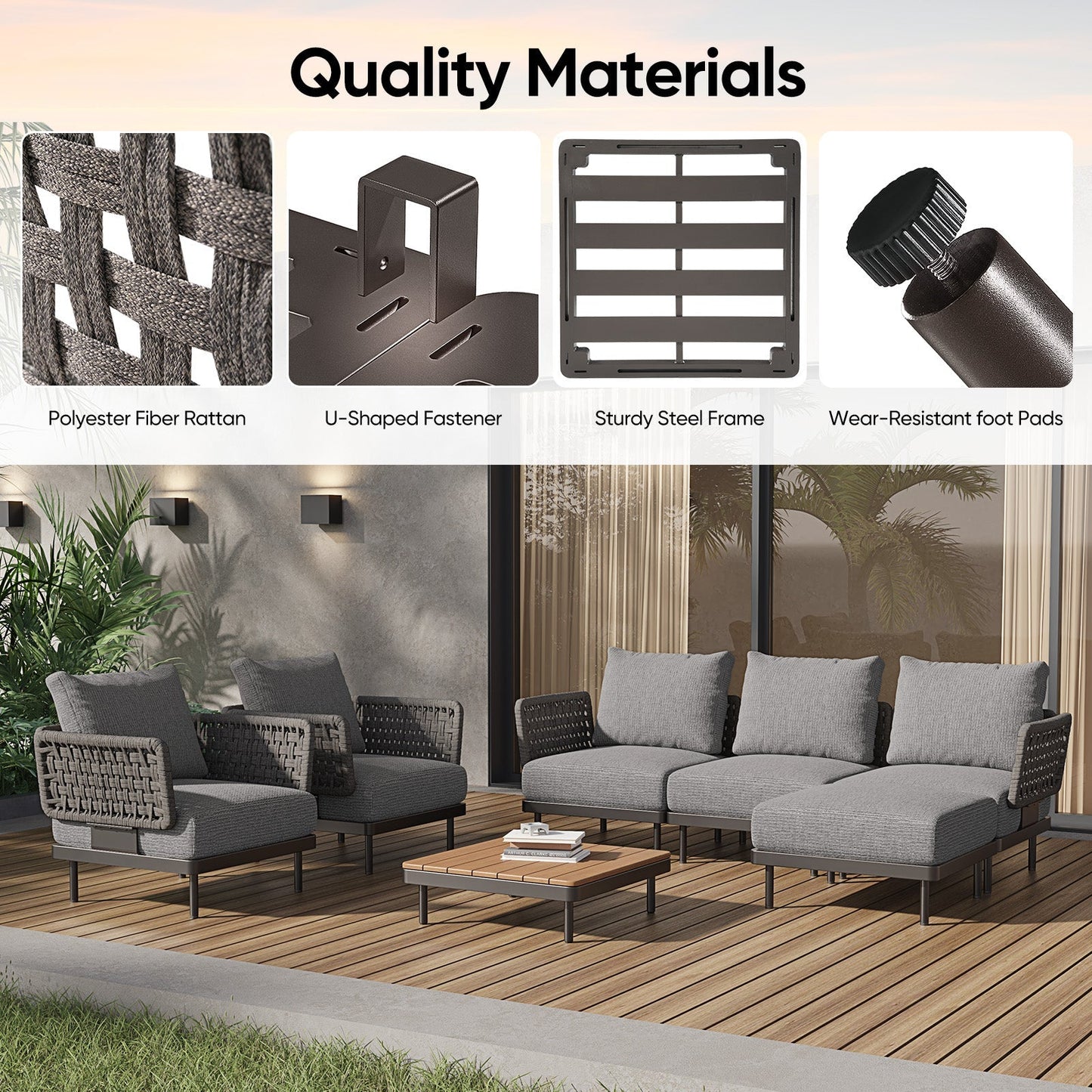85.9 Wide Outdoor Sofa and Adjustable Recliner
