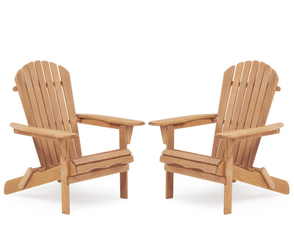 Wooden Outdoor Folding Adirondack Chair Set