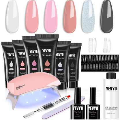 6 PCS Poly Gel Nail Kit with UV Lamp - MONLANE