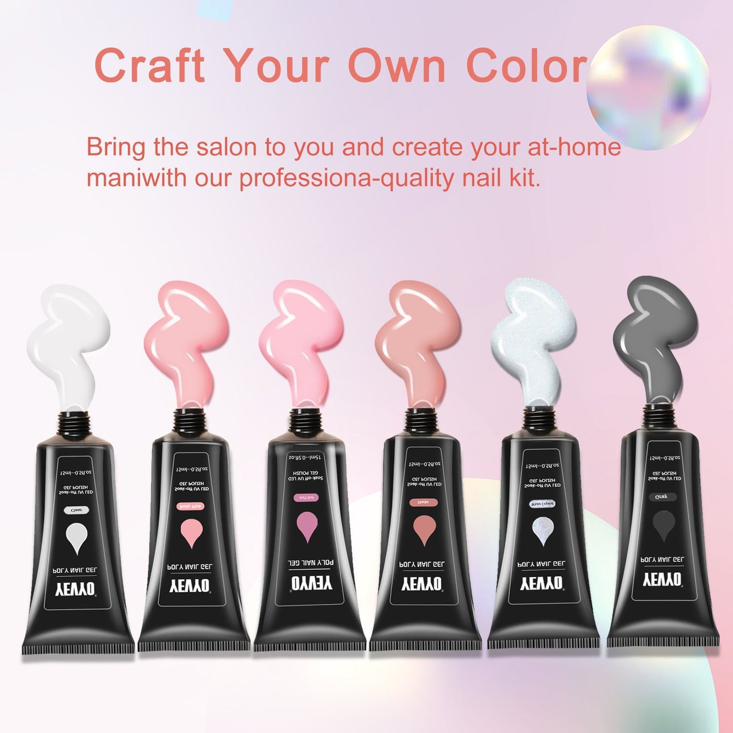 6 PCS Poly Gel Nail Kit with UV Lamp - MONLANE