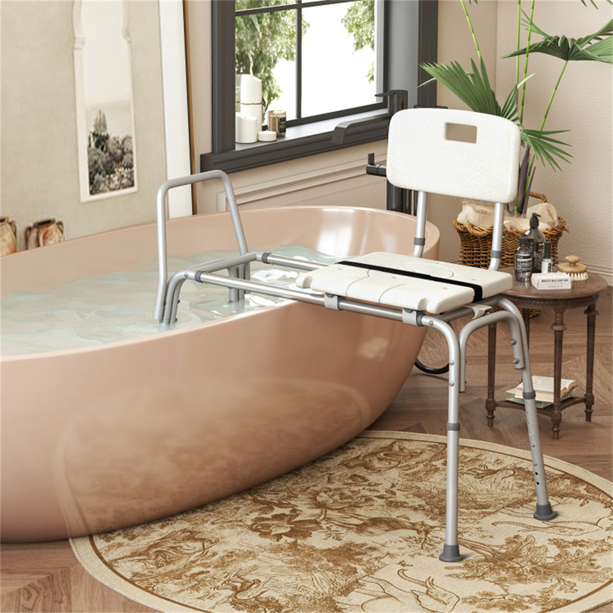 Ultra wide bathroom seat with 9-level adjustable height