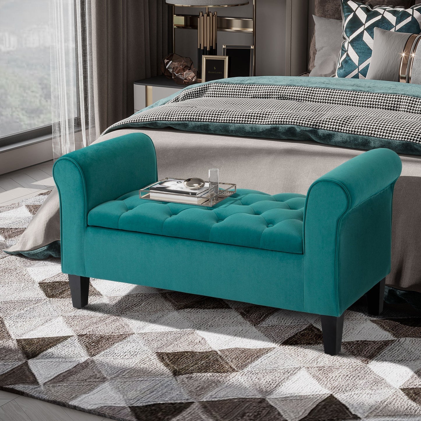 Flip Top Storage Bench-Green