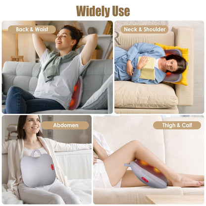 Cordless Lumbar Massager with 4 3D Kneading Nodes & Heating