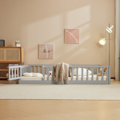 Gray painted pine wood playpen bed