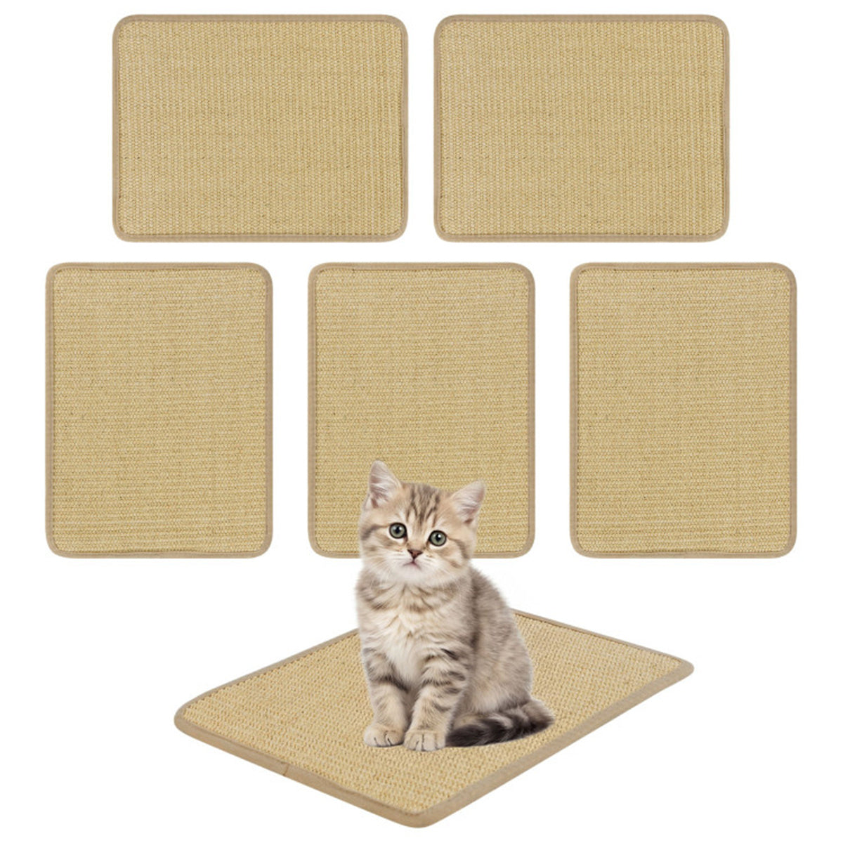 16 x 12 Inch Natural 6-Piece Cat Scratching Mats