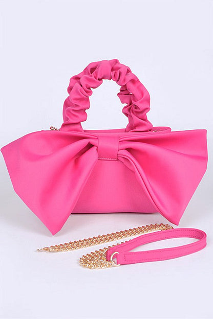 Crinkle Handle Large Bow Tie Clutch Bag - MONLANE