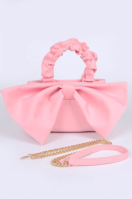 Crinkle Handle Large Bow Tie Clutch Bag - MONLANE