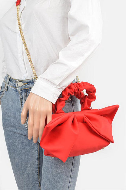 Crinkle Handle Large Bow Tie Clutch Bag - MONLANE