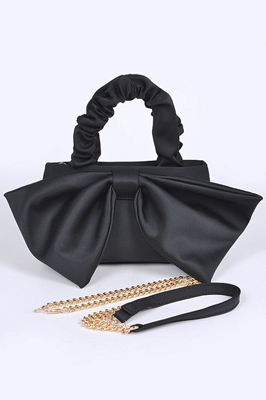 Crinkle Handle Large Bow Tie Clutch Bag - MONLANE