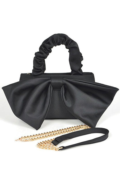 Crinkle Handle Large Bow Tie Clutch Bag - MONLANE