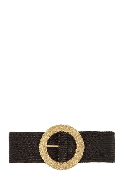 Metal Round Buckle Elastic Belt