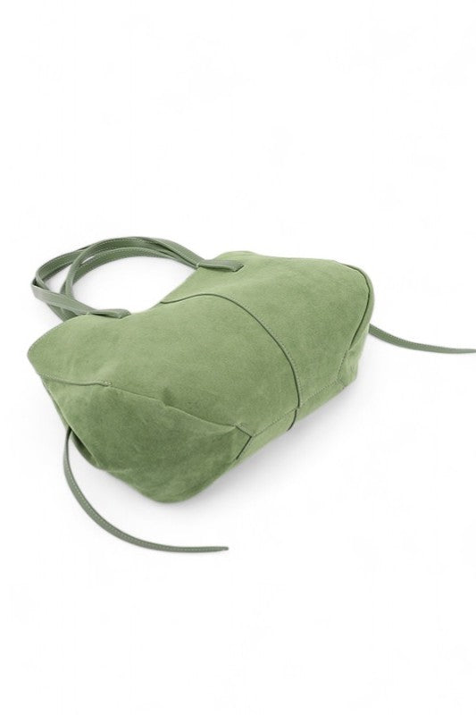 Faux Suede Multi Strap Tote Bag