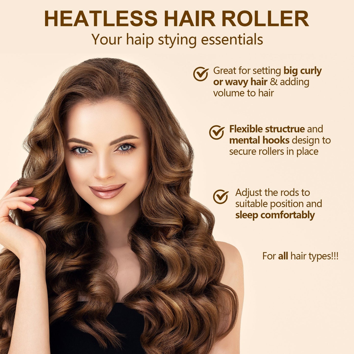 Overnight Heatless Hair Curler-Black