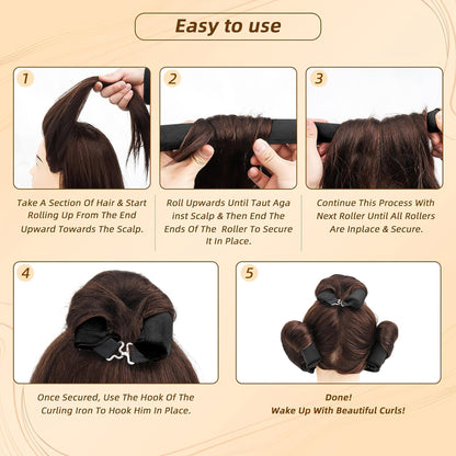 Overnight Heatless Hair Curler-Black