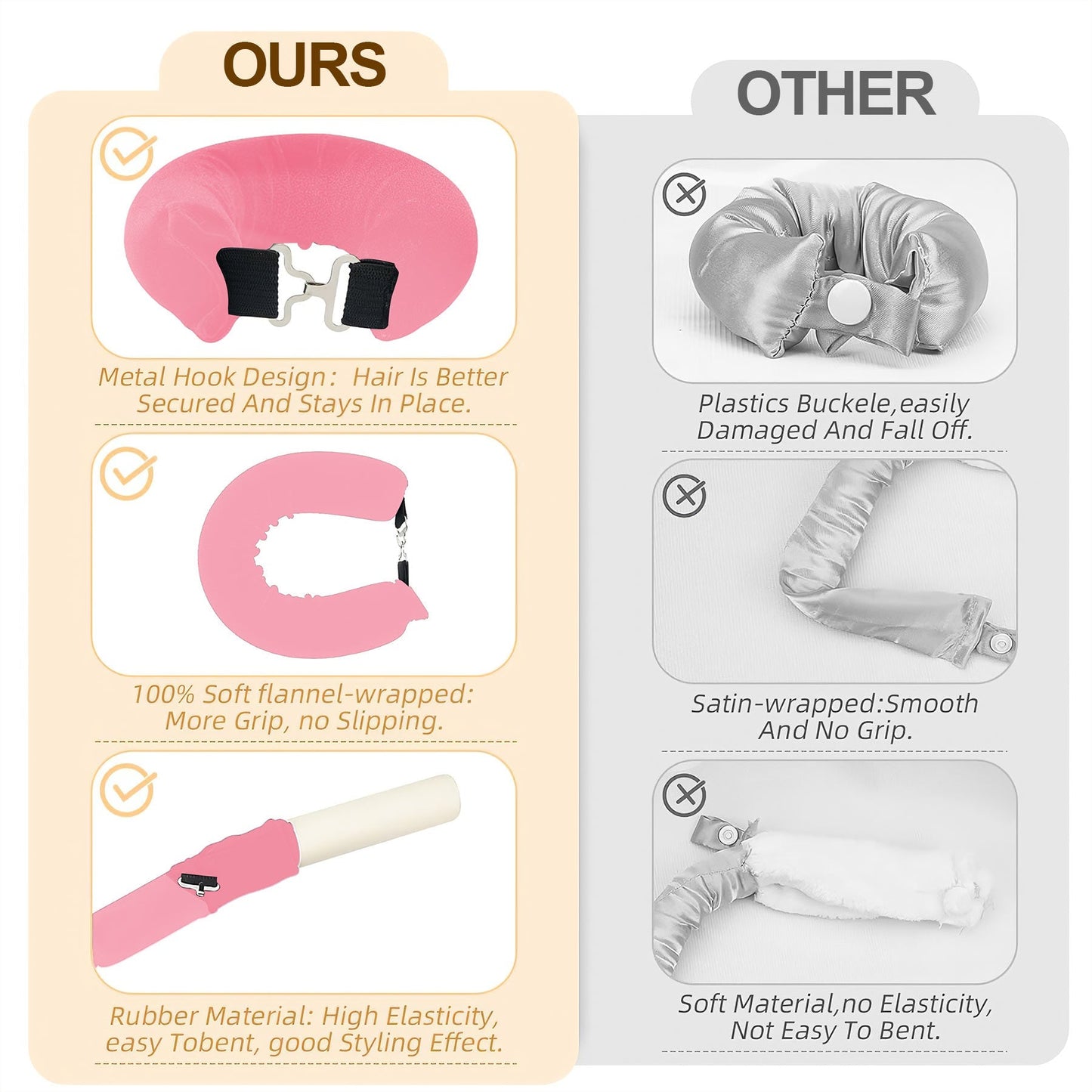 Overnight Heatless Hair Curler-Pink