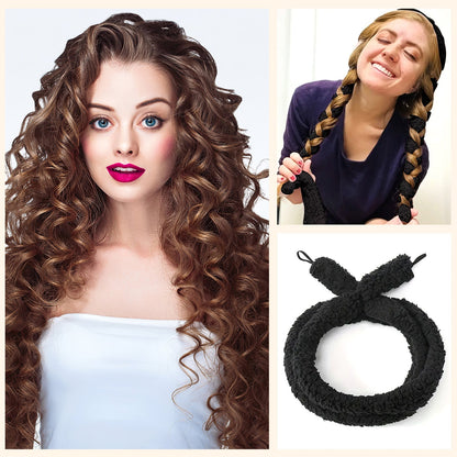 Satin Heatless Hair Curler=Black