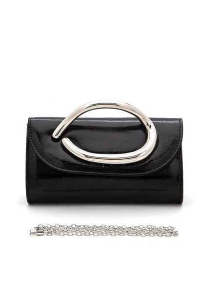 Metal Handle Metallic Clutch Bag
