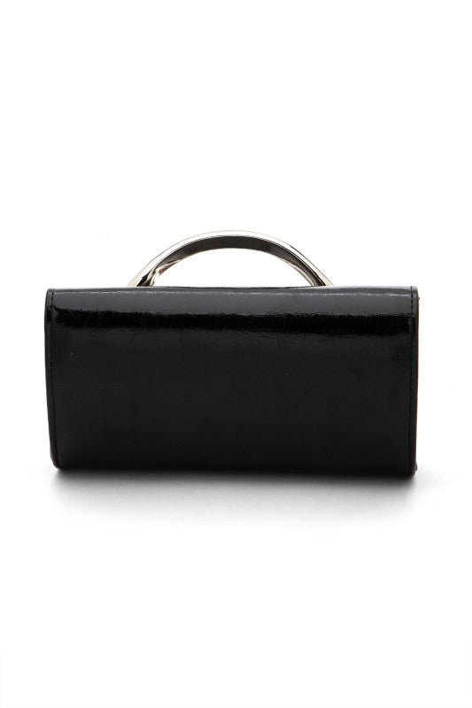 Metal Handle Metallic Clutch Bag