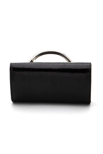 Metal Handle Metallic Clutch Bag