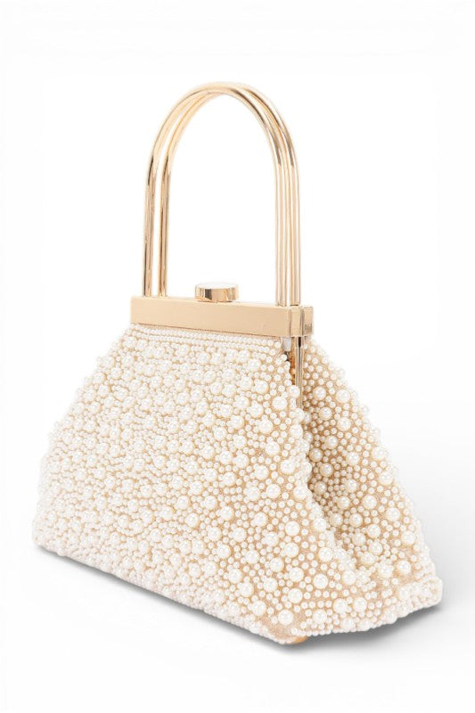 Top Handle Pearl Studs Evening Clutch Bag