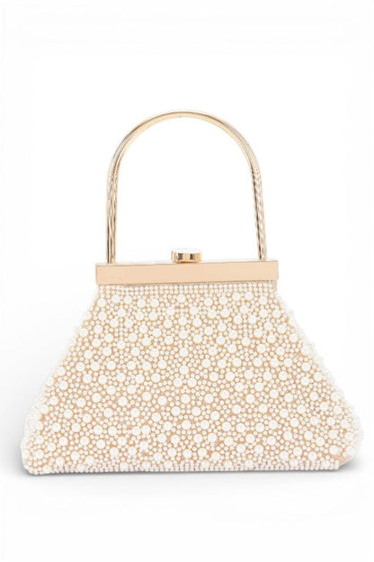 Top Handle Pearl Studs Evening Clutch Bag