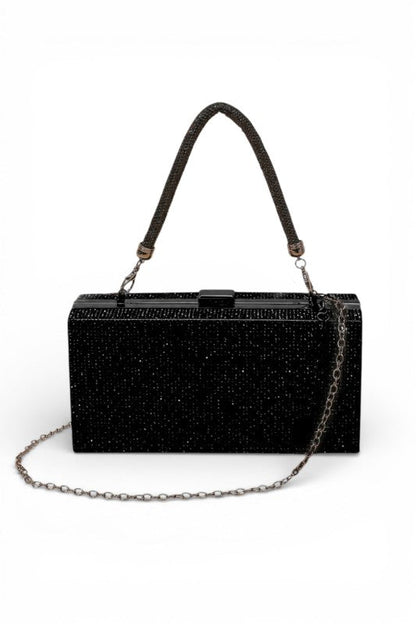 Convertible Top Handle Rhinestone Box Clutch Bag