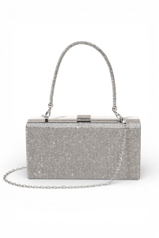 Convertible Top Handle Rhinestone Box Clutch Bag